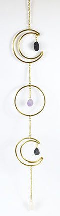 22"x 3" Triple Moon Wreath with Stones wall hanging