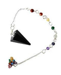 Tourmaline, Black 7 Chakra 6 sided pendulum
