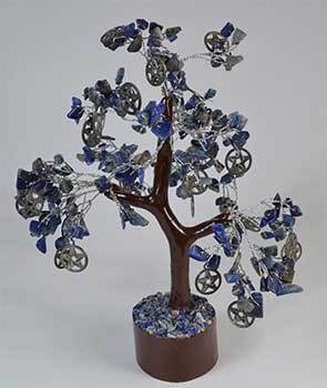 Lapis W pentacles gemstone tree (300 beads)
