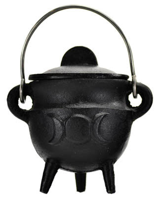 Triple Moon Cast Iron Cauldron w/ Lid 2 3/4"