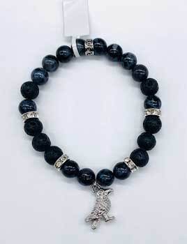 8mm Gabbro, Indigo & Lava bracelet